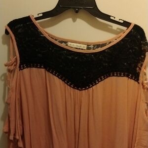 Rose gal Lace Cut Out Shirt